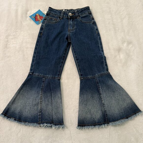 Wired Heart Little Girls Flare Bell Bottom Blue Jeans Size 5 NWT - Picture 1 of 8